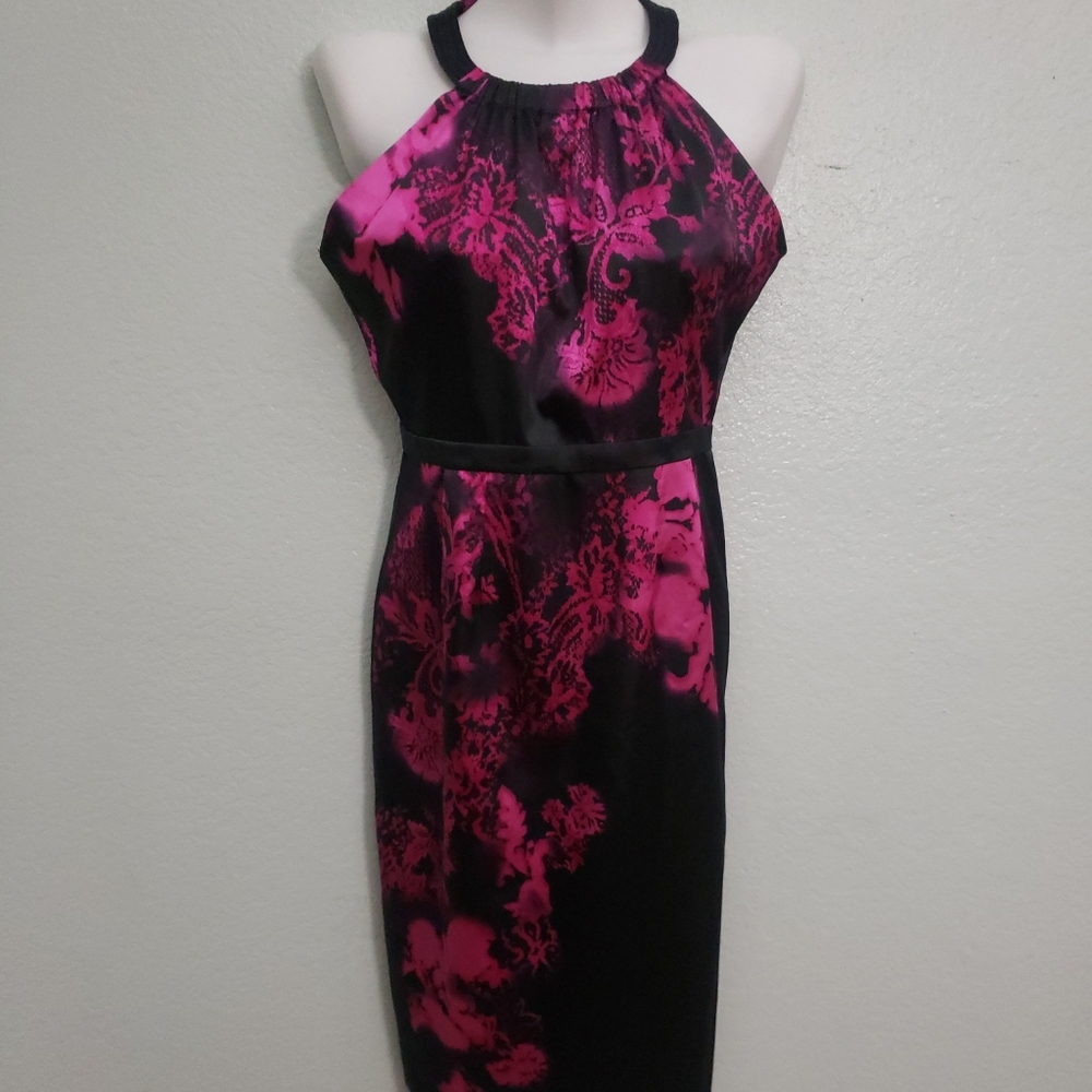 Tahari pink and purple floral dress size 4